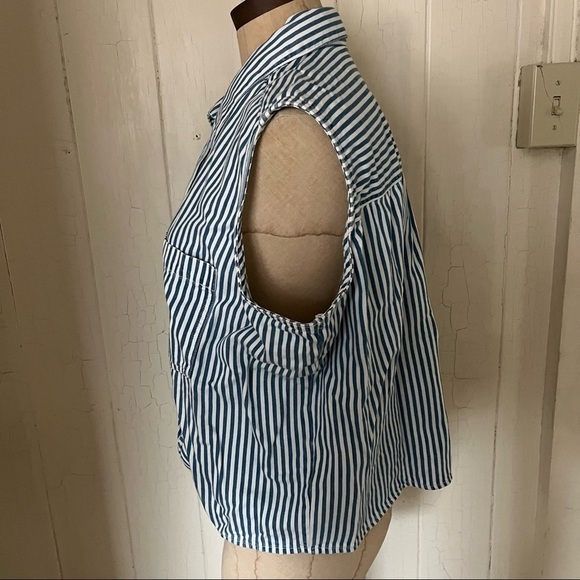 NEW LEVIS sz XL RUMI Sleeveless Striped Button Down Shirt Tied Front - Picture 2 of 8